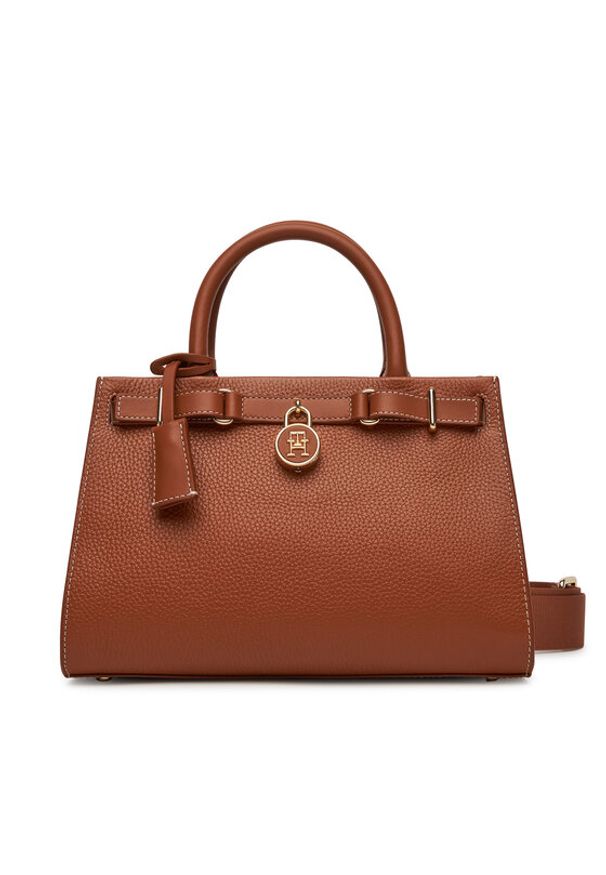 TOMMY HILFIGER - Tommy Hilfiger Torebka American Icon Mini Tote Leather AW0AW17188 Brązowy. Kolor: brązowy. Materiał: skórzane