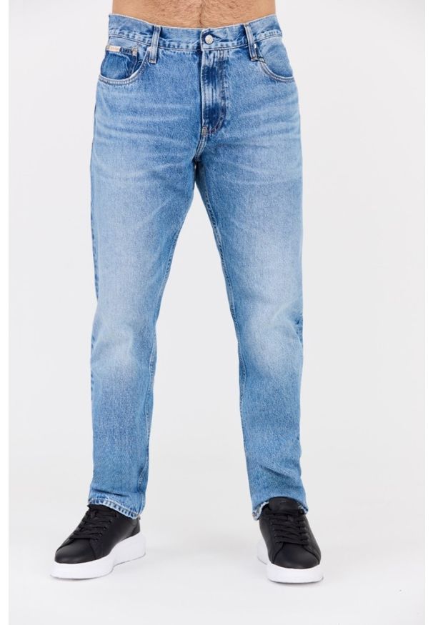 Calvin Klein - CALVIN KLEIN Błękitne męskie jeansy Slim Straight, Rozmiar 32/32. Kolor: niebieski