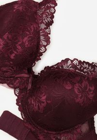 Renee - Bordowy Koronkowy Biustonosz w Klasycznym Stylu Coralee. Kolor: czerwony. Materiał: koronka. Wzór: aplikacja, gładki #5