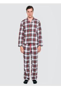 Big-Star - Piżama dwuczęściowa bawełniana w kratę biało-czerwona Senmunis 100. Okazja: do domu. Kolor: biały. Materiał: bawełna. Styl: klasyczny #8