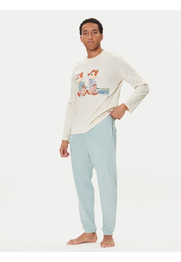United Colors of Benetton - United Colors Of Benetton Piżama 30964P02Y Beżowy Regular Fit. Kolor: beżowy. Materiał: bawełna