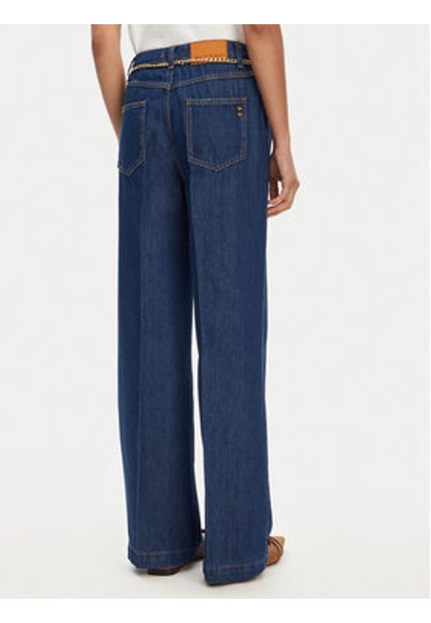 Please Jeansy P3HUDINCBB Granatowy Wide Leg. Kolor: niebieski