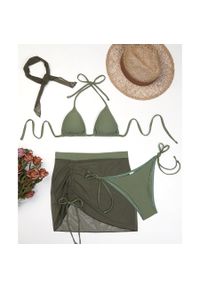 Intica - Bikini z pareo na plażę i basen regulowane lekkie Ileen. Kolor: zielony. Materiał: tkanina #1