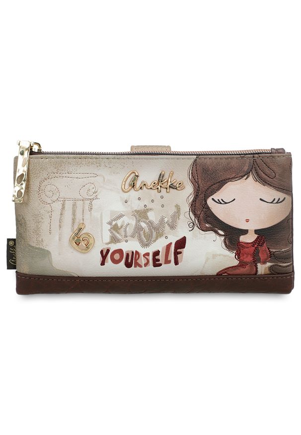 Brązowy Damski Portfel Anekke Muse. Kolor: brązowy