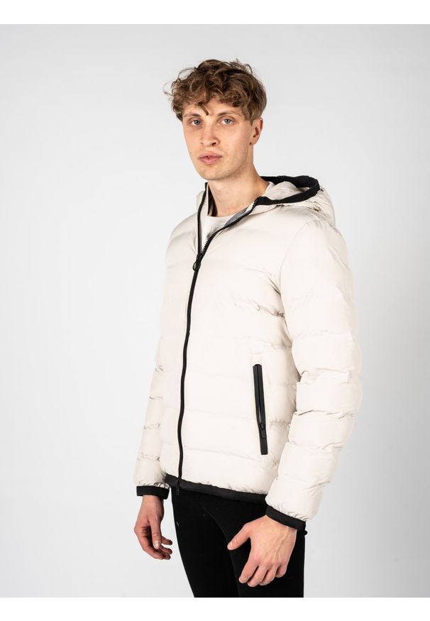 Geox Kurtka "Spherica" | M2629CT2961 | Mężczyzna | Ecru. Okazja: na co dzień. Typ kołnierza: kaptur. Materiał: poliester. Styl: casual