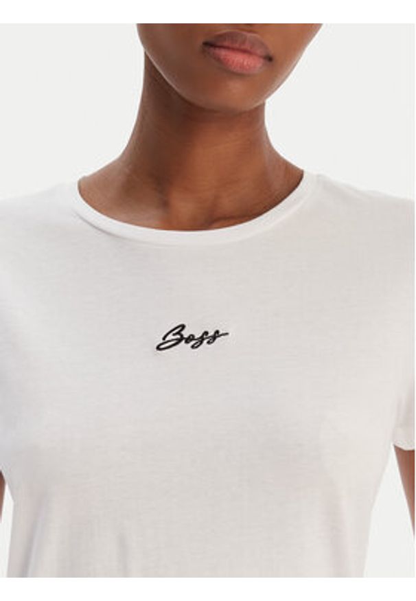 BOSS T-Shirt Elove 50554696 Biały Slim Fit. Kolor: biały. Materiał: bawełna