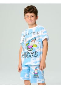 Sinsay - Szorty tie-dye Jaws - błękitny. Kolor: niebieski
