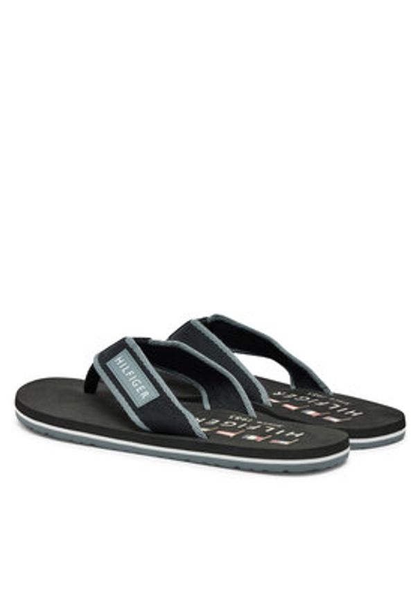 TOMMY HILFIGER - Tommy Hilfiger Japonki Patch Hilfiger Beach Sandal FM0FM05435 Czarny. Kolor: czarny. Materiał: materiał