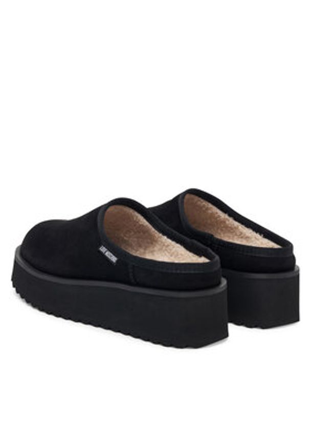 Love Moschino - LOVE MOSCHINO Klapki JA10046L1PJAW000 Czarny. Kolor: czarny. Materiał: skóra, zamsz