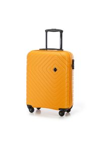 Wittchen - Walizka kabinowa z ABS-u z geometrycznym tłoczeniem pomarańczowa. Kolor: pomarańczowy. Materiał: poliester. Wzór: geometria #4