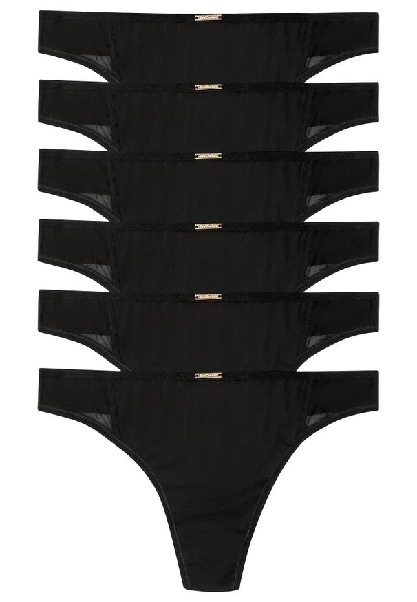 bonprix - Stringi z kolekcji Feel Comfort z mikrofibry (6 par). Kolor: czarny. Materiał: mikrofibra