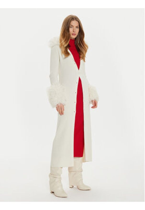 TwinSet - TWINSET Kardigan 242TT3430 Biały Slim Fit. Kolor: biały. Materiał: syntetyk