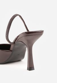 Renee - Brązowe Szpilki z Odkrytą Piętą i Lakierowanym Połyskiem Kianise. Okazja: na imprezę, na co dzień. Kolor: brązowy. Materiał: lakier. Obcas: na szpilce. Styl: wizytowy, rockowy, casual, elegancki #5