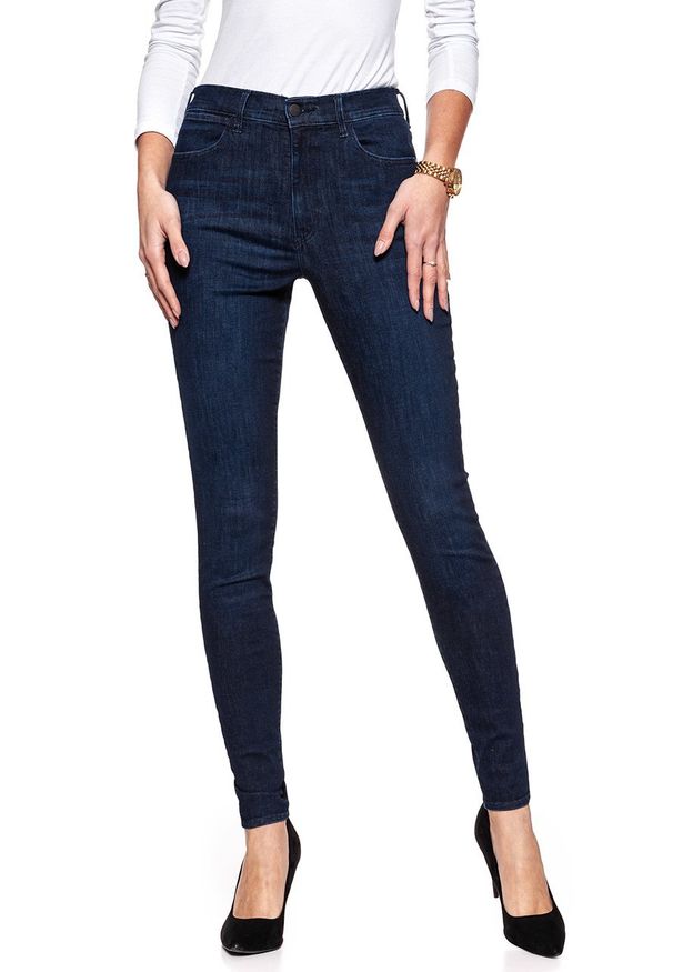 Wrangler - WRANGLER SUPER HIGH SKINNY TAINTED BLUE W27WSZ21H 112128196. Stan: podwyższony. Wzór: jednolity
