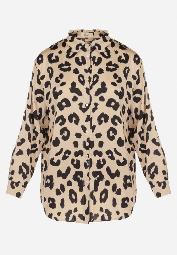 Born2be - Beżowa Koszula w Cętki z Kołnierzykiem Emeili. Typ kołnierza: kołnierzyk klasyczny. Kolor: beżowy. Materiał: tkanina. Długość rękawa: długi rękaw. Długość: długie. Wzór: aplikacja. Styl: klasyczny