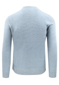 Męski Sweter Bawełniany, Delikatna Faktura Materiału - Pako Jeans - Niebieski. Kolor: niebieski. Materiał: bawełna. Styl: elegancki, klasyczny #2