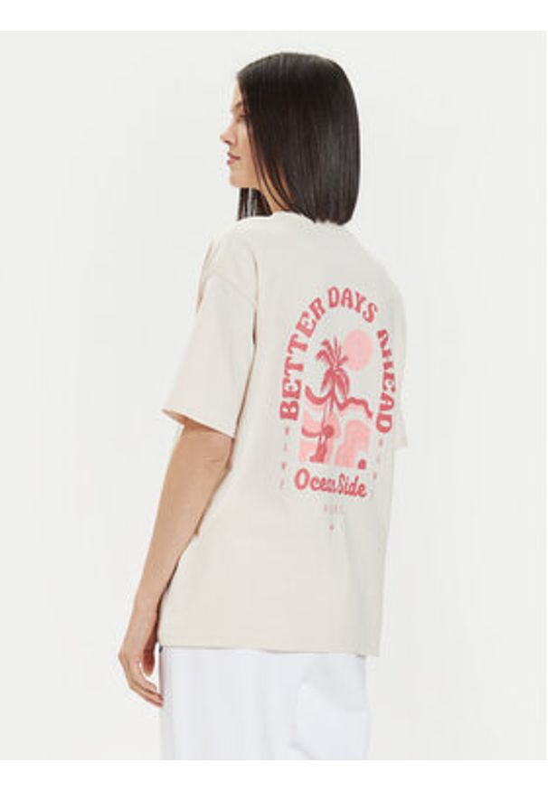 4f - 4F T-Shirt 4FWSS24TTSHF1265 Écru Oversize. Materiał: bawełna