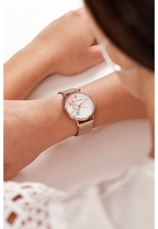Ted Baker - Zegarek BKPPHS124. Kolor: złoty. Materiał: materiał