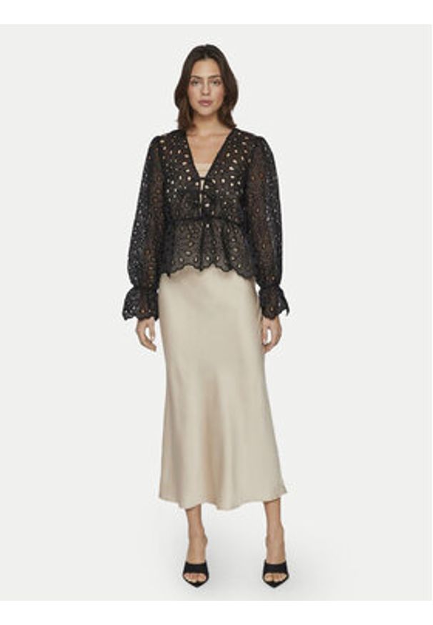 Vila Spódnica midi Elliette 14084182 Beżowy Regular Fit. Kolor: beżowy. Materiał: syntetyk