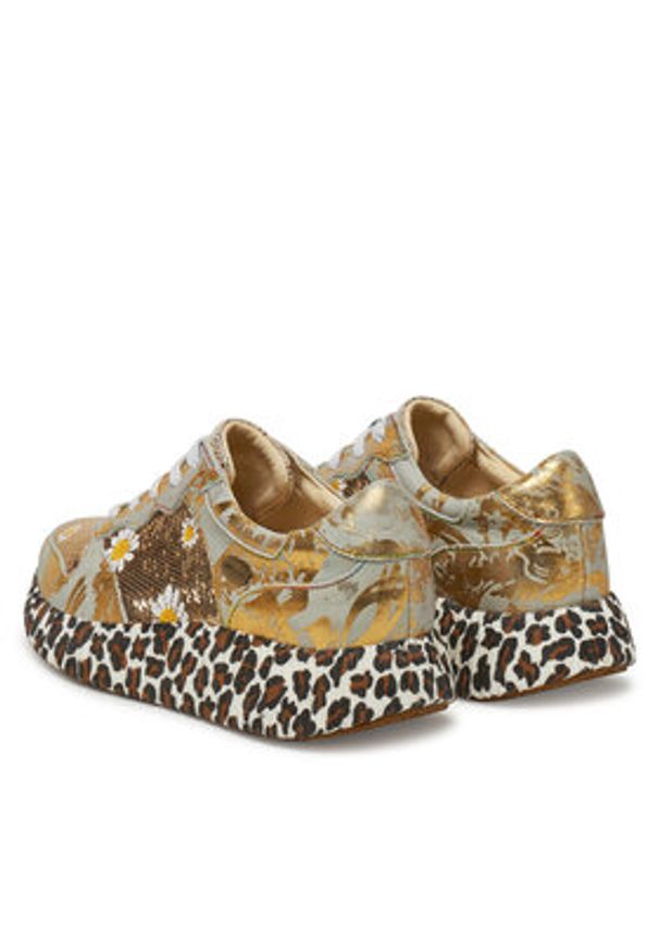 Laura Vita Sneakersy Nikito 52 Złoty. Kolor: złoty. Materiał: skóra