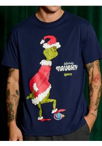 Sinsay - Koszulka Grinch - granatowy. Kolor: niebieski. Materiał: bawełna. Wzór: nadruk. Styl: wizytowy #1