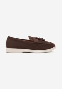 Born2be - Brązowe Mokasyny z Frędzlami z Przodu Melarella. Okazja: na co dzień. Kolor: brązowy. Materiał: jeans. Styl: elegancki, casual #6