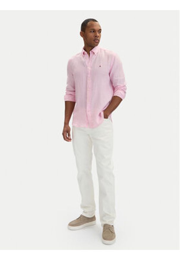 TOMMY HILFIGER - Tommy Hilfiger Koszula MW0MW41530 Różowy jasny Regular Fit. Kolor: różowy. Materiał: len
