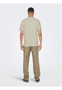 Only & Sons T-Shirt 22025208 Beżowy Regular Fit. Kolor: beżowy. Materiał: bawełna #5