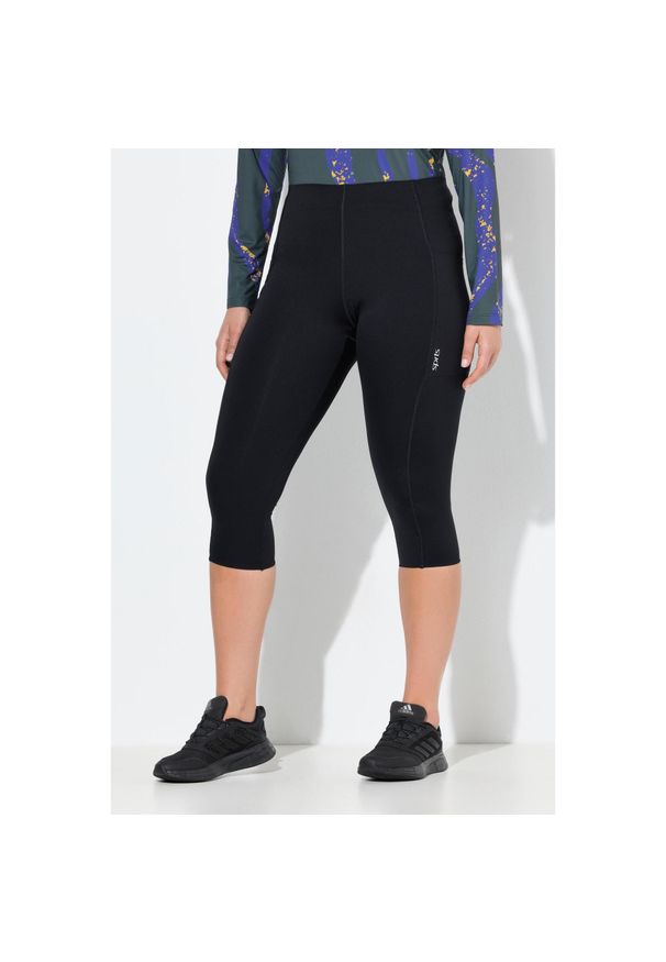 ULLA POPKEN - Damskie Legginsy rybaczki stretch szybkoschnące. Kolekcja: plus size. Kolor: czarny. Materiał: poliamid, materiał, elastan