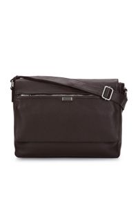 Wittchen - Męska torba na laptopa 11”/12” skórzana z kieszenią w klapie brązowa. Kolor: brązowy. Materiał: skóra. Styl: casual, elegancki #1