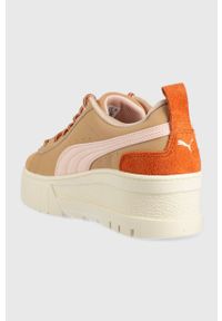 Puma sneakersy skórzane Mayze Wedge Wild Women Wns kolor brązowy. Nosek buta: okrągły. Zapięcie: sznurówki. Kolor: brązowy. Materiał: skóra. Obcas: na platformie #5