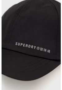 Superdry czapka kolor czarny gładka. Kolor: czarny. Wzór: gładki #2