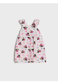 Sinsay - Bawełniana sukienka na ramiączkach z falbanami Minnie Mouse - kremowy. Kolor: kremowy. Materiał: bawełna. Wzór: motyw z bajki #1