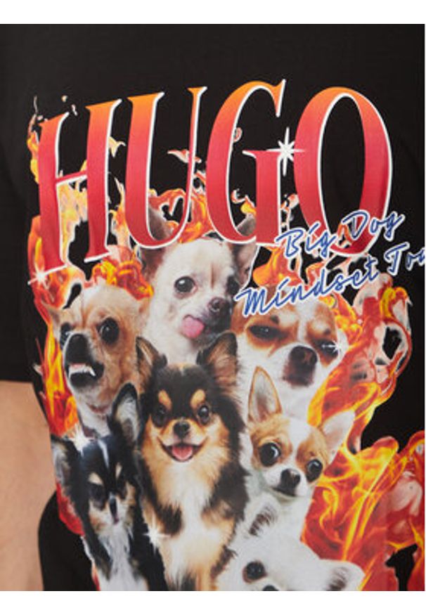 Hugo - HUGO T-Shirt Dugie 50538259 Czarny Oversize. Kolor: czarny. Materiał: bawełna