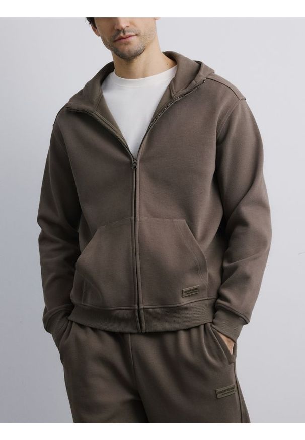 Reserved - Rozpinana bluza z kapturem - jasny zielony. Kolor: zielony. Materiał: dzianina, wiskoza