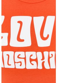 Love Moschino t-shirt damski kolor pomarańczowy. Kolor: pomarańczowy. Wzór: nadruk #4