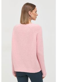 Weekend Max Mara sweter z domieszką wełny damski kolor różowy lekki. Kolor: różowy. Materiał: wełna. Długość rękawa: raglanowy rękaw. Wzór: gładki #5