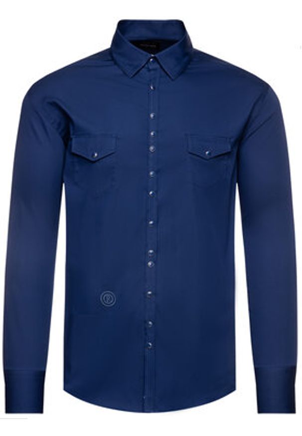 Rage Age Koszula Deep Blue Granatowy Slim Fit. Kolor: niebieski. Materiał: syntetyk