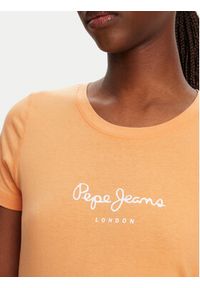 Pepe Jeans T-Shirt New Virginia PL505202 Pomarańczowy Slim Fit. Kolor: pomarańczowy. Materiał: bawełna #4