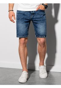 Ombre Clothing - Krótkie spodenki męskie jeansowe - niebieskie - Rozmiar: M. Kolor: niebieski. Materiał: jeans. Długość: krótkie. Sezon: lato. Styl: klasyczny #5