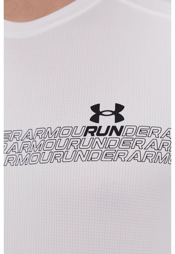 Under Armour - T-shirt. Okazja: na co dzień. Kolor: biały. Materiał: dzianina. Wzór: nadruk. Styl: casual