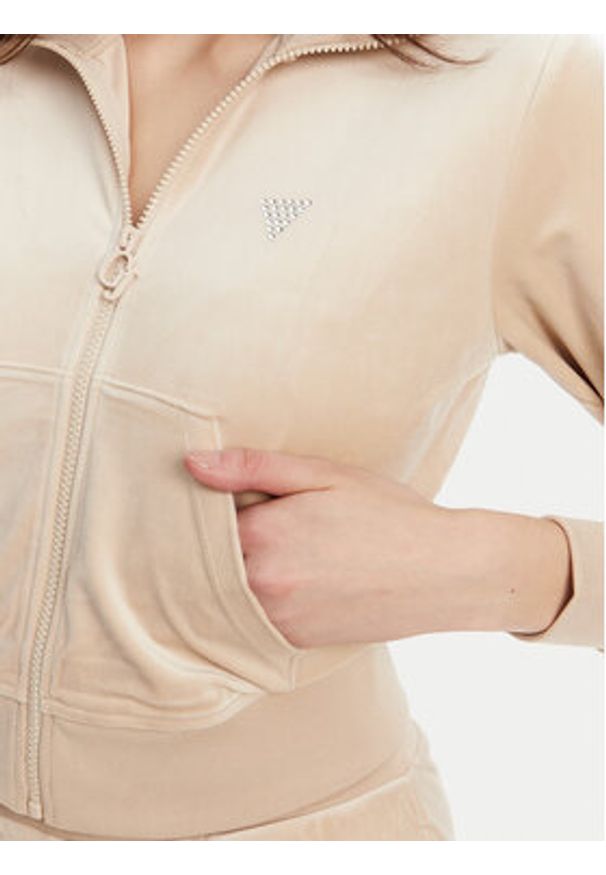 Guess Bluza V3BQ22 K0232 Beżowy Regular Fit. Kolor: beżowy. Materiał: syntetyk