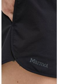 Marmot szorty outdoorowe Elda kolor czarny gładkie medium waist. Kolor: czarny. Materiał: tkanina, włókno, materiał. Wzór: gładki #4