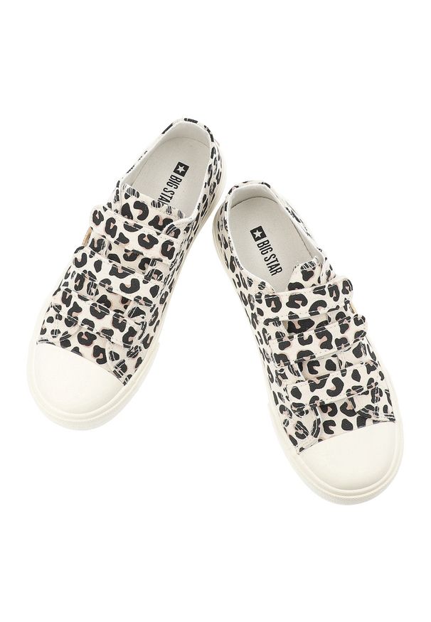 Big-Star - Trampki dziecięce Big Star, cholewka z materiału tekstylnego z modnym motywem zwierzęcym zapięcie na rzepy, białe, TT374171. Zapięcie: rzepy. Kolor: biały. Materiał: materiał. Szerokość cholewki: normalna. Wzór: motyw zwierzęcy