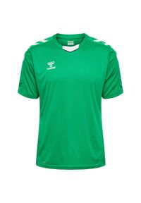 Koszulka piłkarska z krótkim rękawem męska Hummel Core XK Poly Jersey S/S. Kolor: zielony. Materiał: jersey. Długość rękawa: krótki rękaw. Długość: krótkie. Sport: piłka nożna