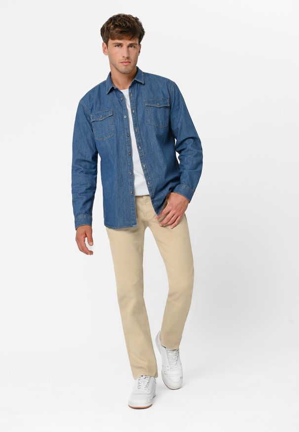 Volcano - Beżowe jeansy, Regular Fit, D-QUBE. Okazja: na co dzień. Kolor: beżowy. Styl: casual