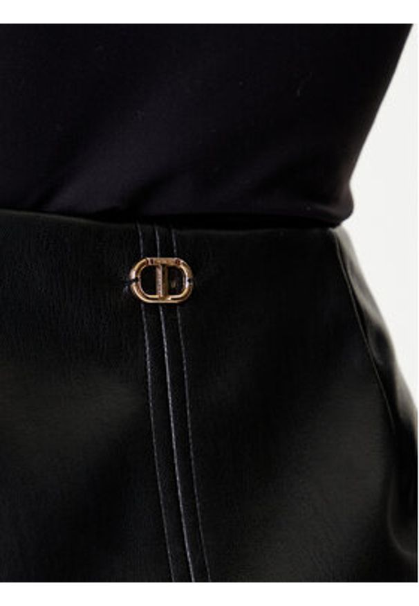 TwinSet - TWINSET Spódnica z imitacji skóry 252TP2233 Czarny Regular Fit. Kolor: czarny. Materiał: skóra