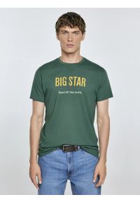 Big-Star - Koszulka męska o klasycznym kroju zielona Bruno 300. Okazja: na co dzień. Kolor: zielony. Materiał: bawełna. Wzór: nadruk. Styl: klasyczny