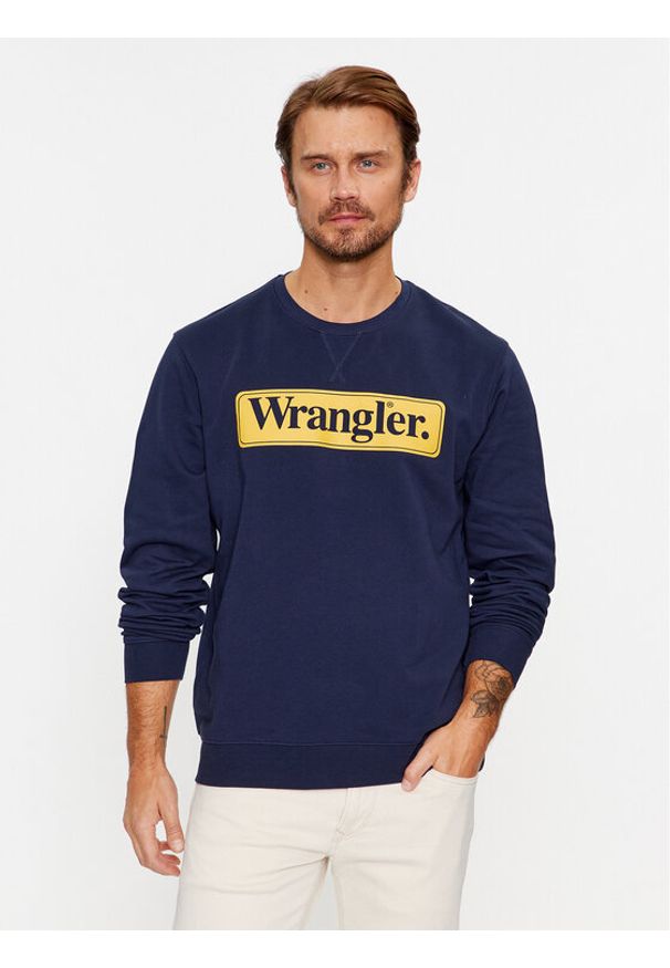 Wrangler Bluza Seasonal 112341196 Granatowy Regular Fit. Kolor: niebieski. Materiał: bawełna