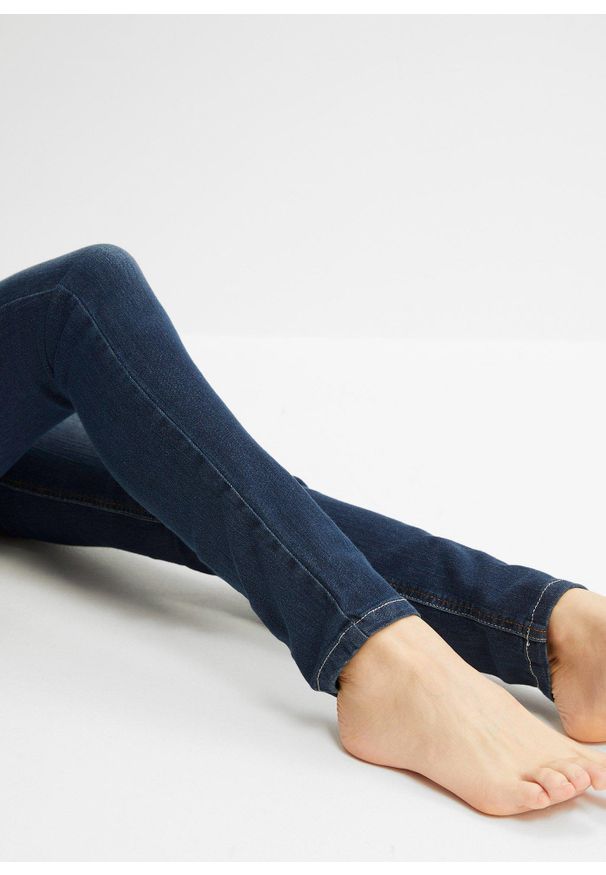 bonprix - Dżinsy Skinny mid waist, z wygodnym paskiem. Kolor: niebieski